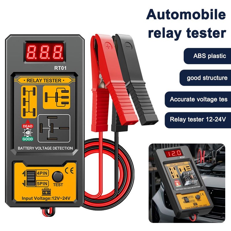 Automotive Relay Tester - 4 & 5 Pin 12V Auto Diagnostic Tool, Small Handheld DIY Car Tester with Battery Clips, Relay Testing Kit, Electrical Systems Tool, Auto Diagnostic, Test & Measurement Tools - Image 2